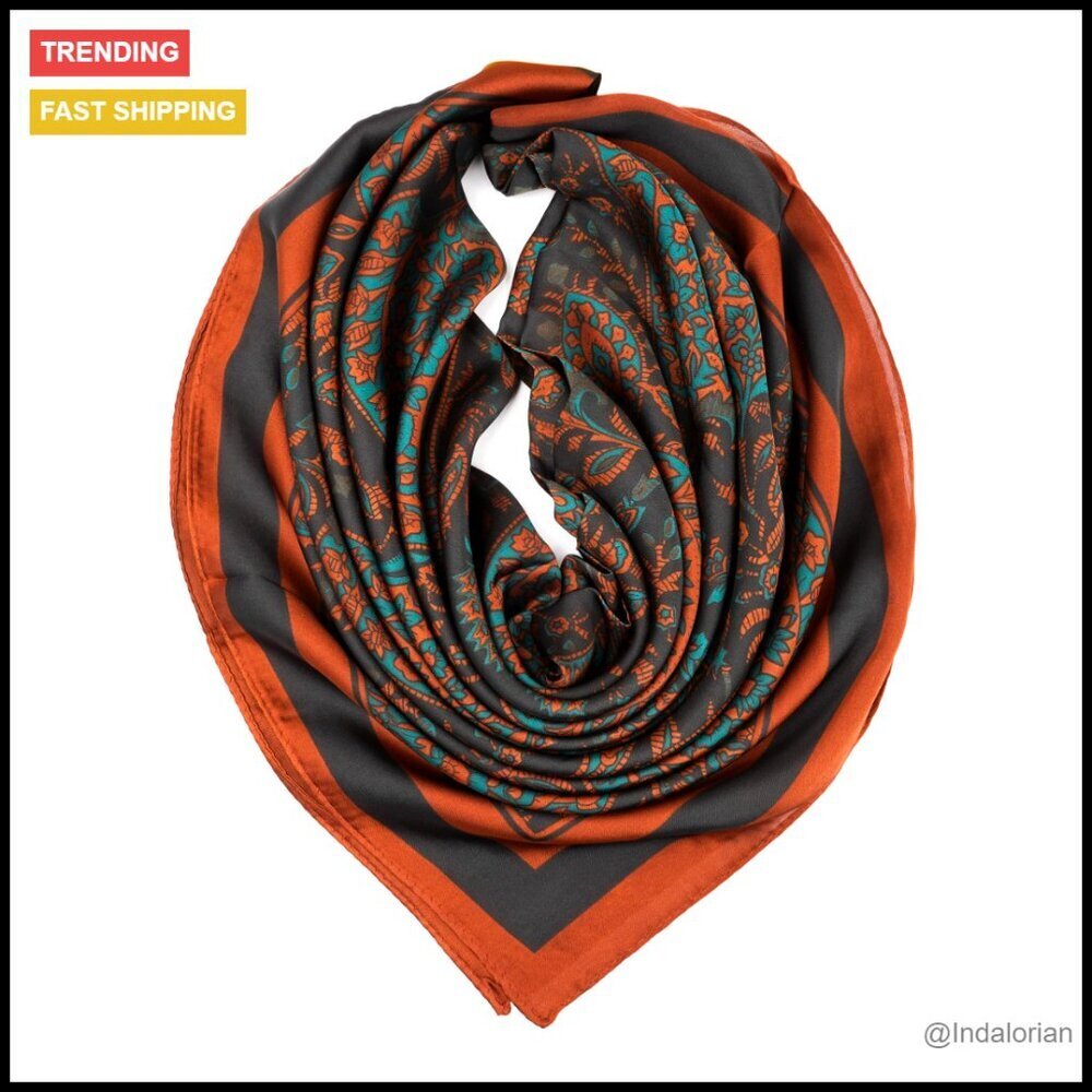Large Square Satin Headscarf Silk Like Elegant Versatile Fashion Accessory